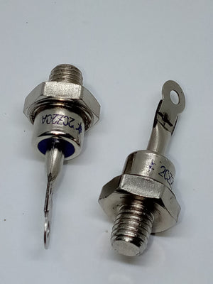 Zp 8mm Male Thread Stud Mount Silicon Rectifier Diode 1200V ZP-20A - shown as two silver-colored metal stud-mount diodes with threaded bases and terminals.